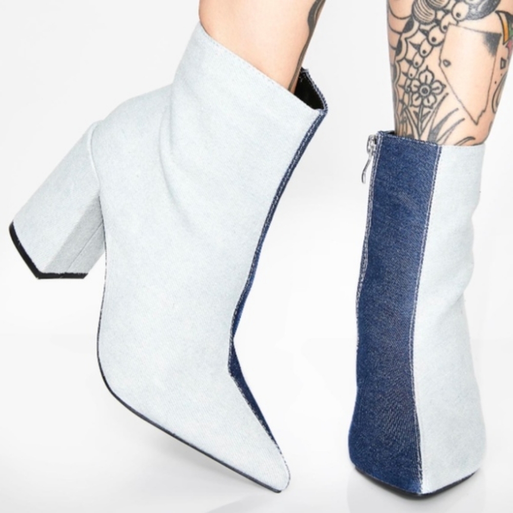 Two Tone Denim Booties